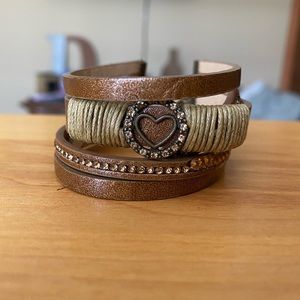 Brown Wrap Around Bracelet with Rose Hold Diamonds